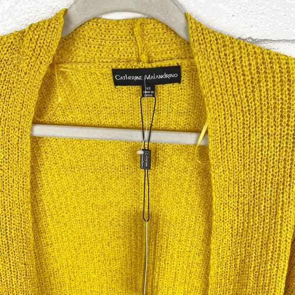 Catherine Malandrino NWT Yellow 3/4 Sleeve Open Front Slouchy Cardigan Size XS - Picture 5 of 15